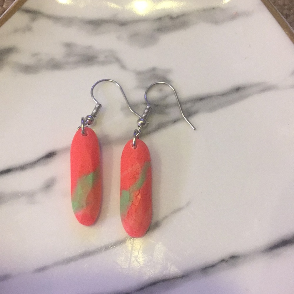 Handmade Polymer Clay Earrings - Oblong